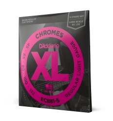 D-Addario 45-132 Regular Light 5-String, Long Scale, XL Chromes ECB81-5
