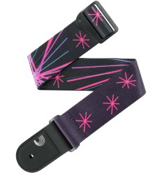 D-Addario Outrun Polyester Strap, Neon Stars 50RUN80