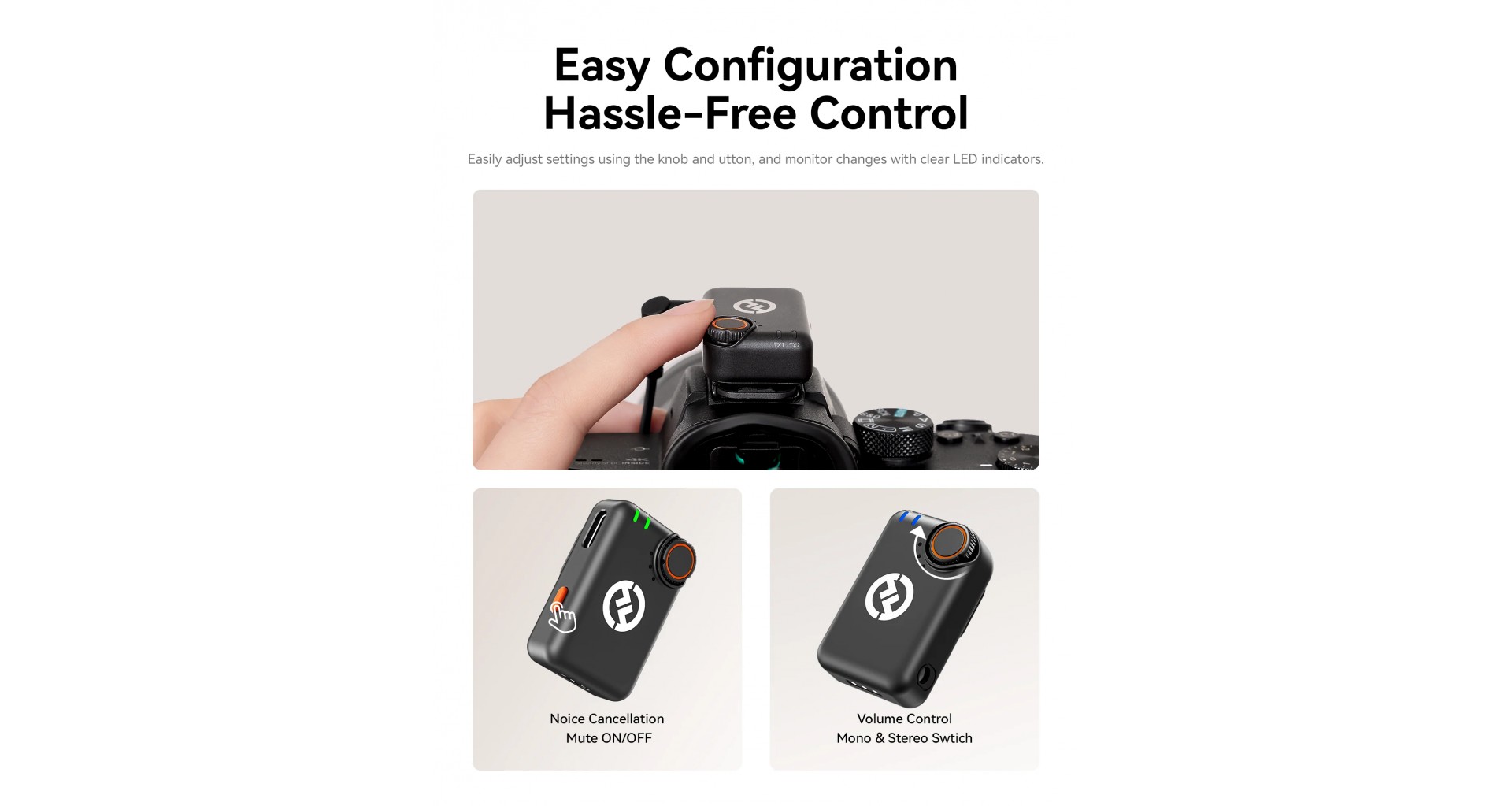 Hollyland LARK M2S Combo Sistem Lavaliera Wireless 2.4 GHz cu 2