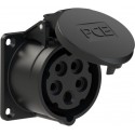 PCE 70x70 mm 16A 5p 6h IP44/IP54 black