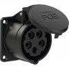 PCE 70x70 mm 16A 5p 6h IP44/IP54 black