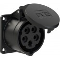 PCE 70x70 mm 16A 5p 6h IP44/IP54 TT black