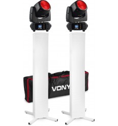 2 x Beamz Fuze75B + Vonyx DJP165 DJ PLINTH
