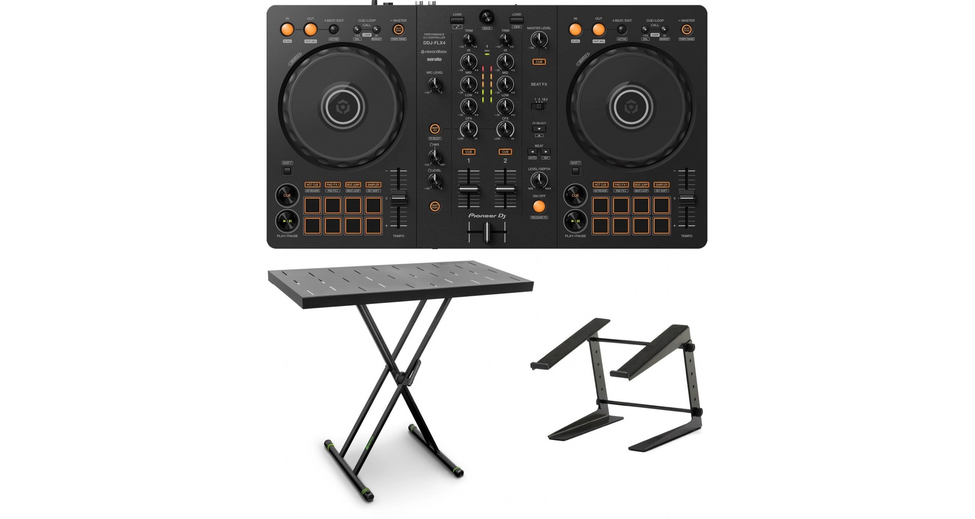 Pachete Zeedo Shop Pioneer DJ DDJ-FLX4 + suport de laptop + stativ