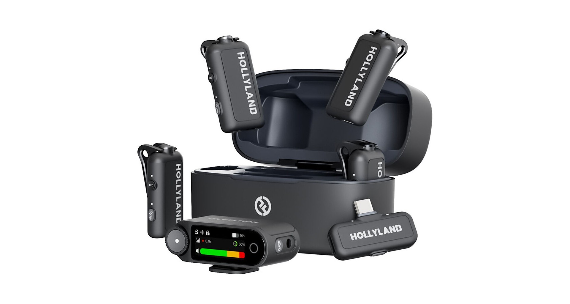 Hollyland LARK MAX 2-Combo 4人用 Hollyland LARK MAX 2 Combo 4-Person Version Sistem wireless 2.4