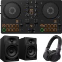 AlphaTheta DDJ-FLX2 + Pioneer DJ DM-40D Black + Pioneer DJ HDJ-CUE1 BK