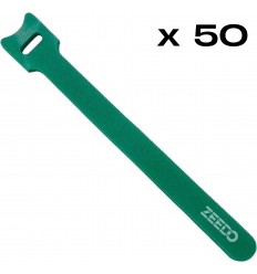 SET 50 x Velcro Cable Tie Verde Logo Alb 12 x 250 mm