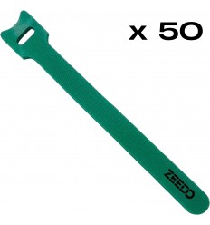SET 50 x Velcro Cable Tie Verde Logo Negru 12 x 200 mm