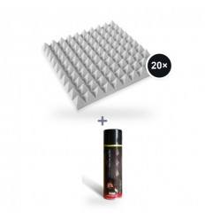20 x Mega Acoustic PMP 5 50 x 50 Gri Deschis + Mega Acoustic Contact adhesive