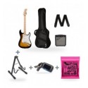 Fender Squier Sonic Stratocaster Pack 2-Color Sunburst + Stativ + Acordor + Corzi