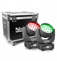 Beamz 2x MHL1915 LED Zoom & Flightcase