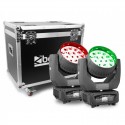 Beamz 2x MHL1915 LED Zoom & Flightcase