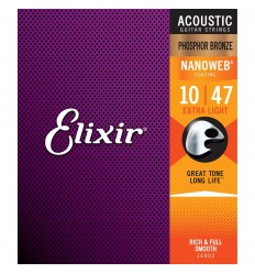 Elixir Nanoweb Extra Light Acoustic Phosphor Bronze 16002