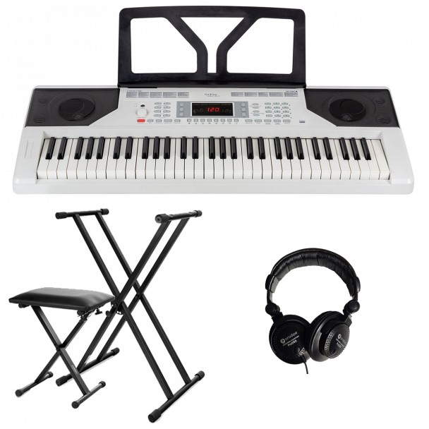 Set Orga Funkey 61 Edition Touch White + Stativ + Scaun + Casti