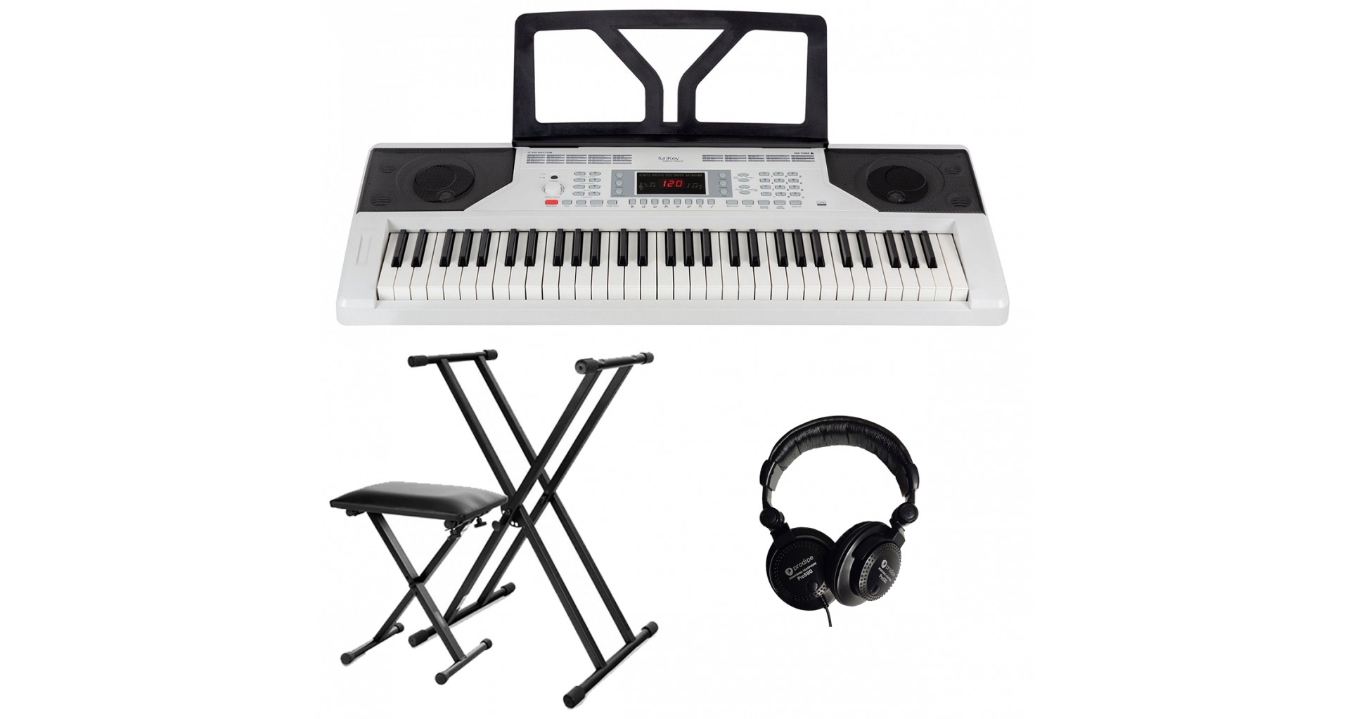 Set Orga Funkey 61 Edition Touch White + Stativ + Scaun + Casti