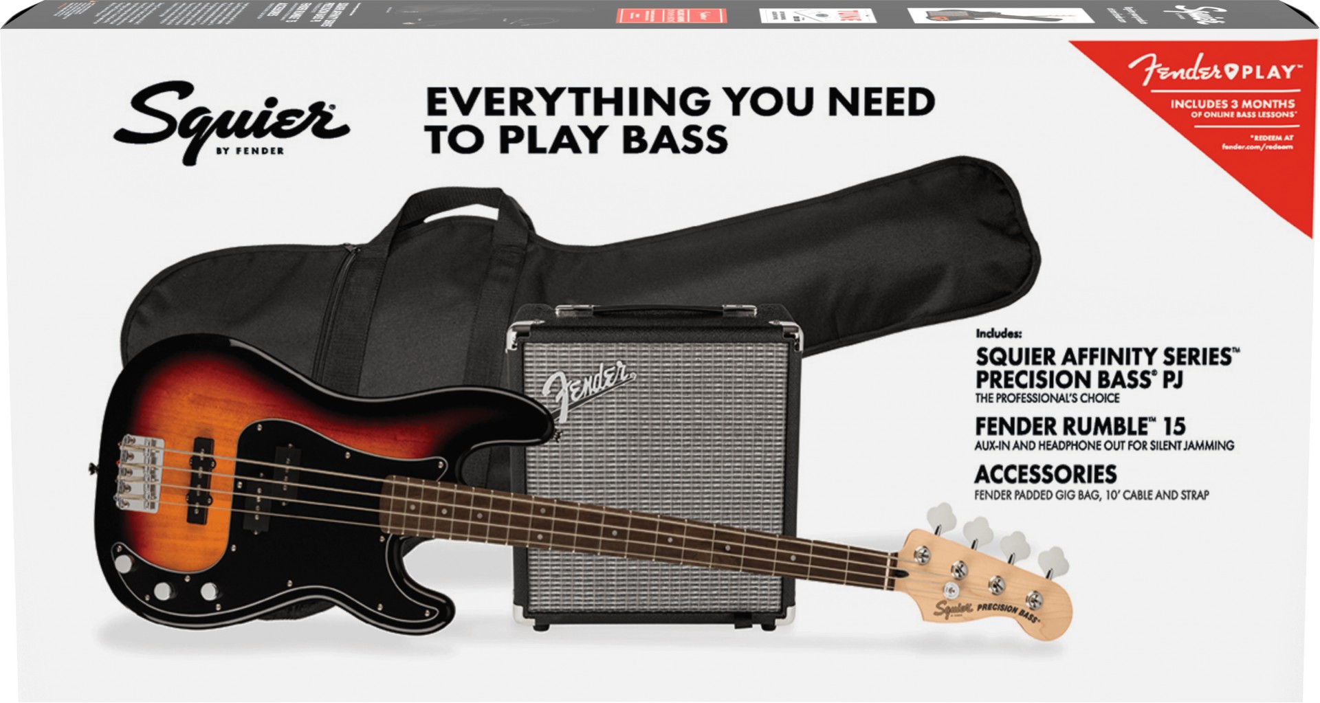 Fender Squier Affinity Series Precision Bass PJ Pack Set chitara